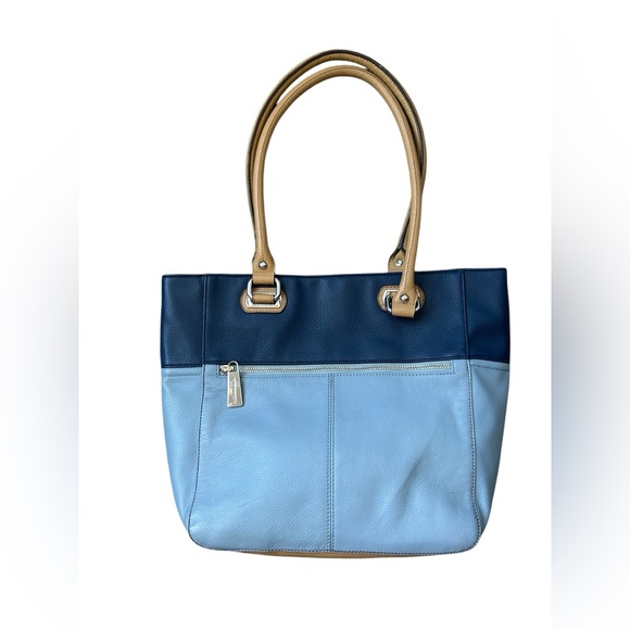 Tignanello Two Tone blue pebbled leather medium shoulder bag - Picture 8 of 12